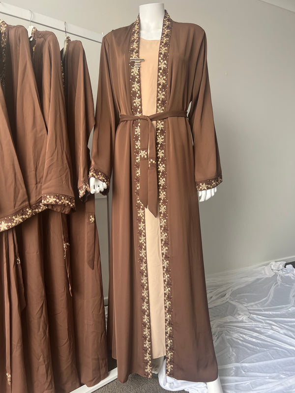 Brown and beige abaya