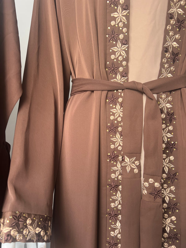 Brown and beige abaya